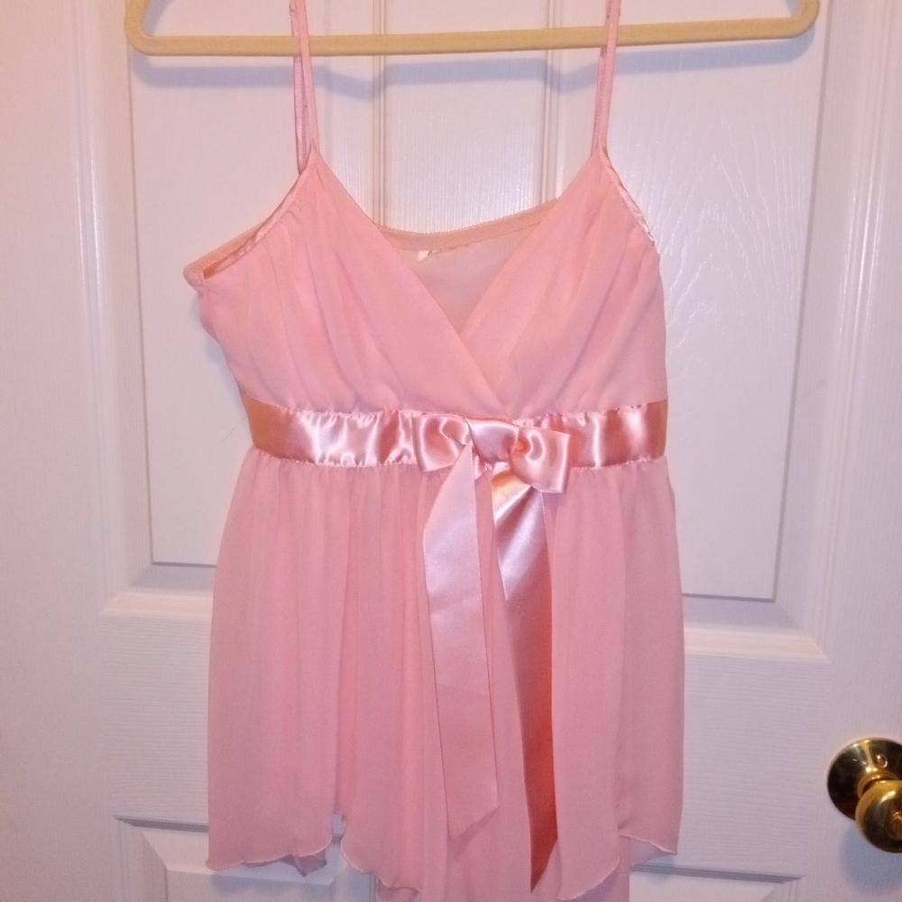 Fredericks of Hollywood Pink Babydoll Tank use lingerie or under Business Coat